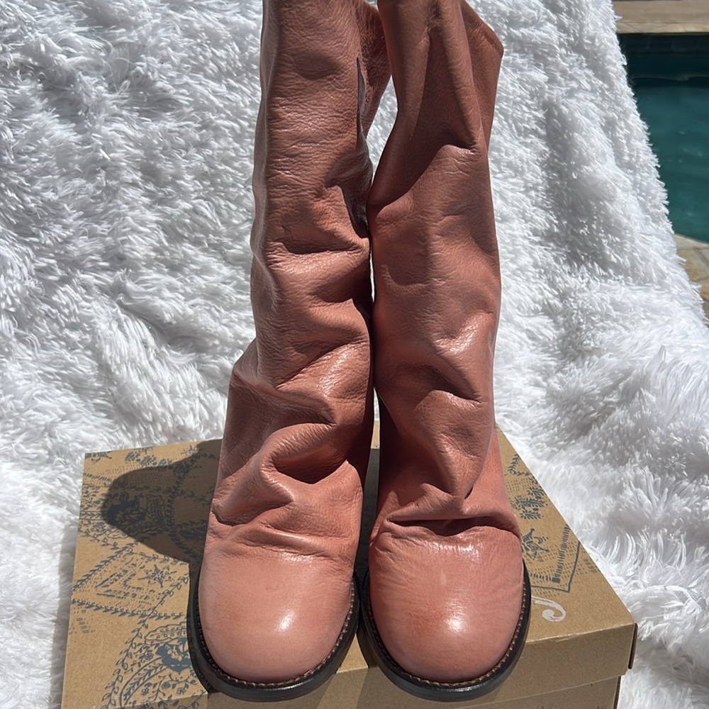 Free People Elle block heel boot sunset sand,l pink - Picture 8 of 13